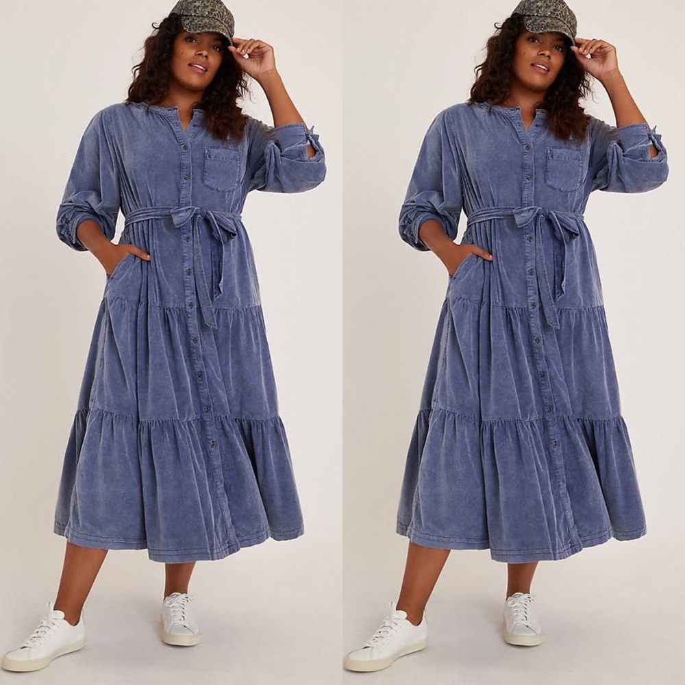 Anthropologie Pilcro Blue Maxi Shirt Dress